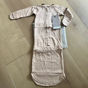 NWT Goumi Kids Sandstone Baby Gown SZ 3-6 mo Tan Snap Bamboo Sleeper Jamms